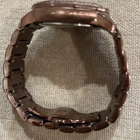 NWOT Judith Ripka Stainless Steel Chocolate Brown Chronograph Watch New Battery - Picture 5 of 10